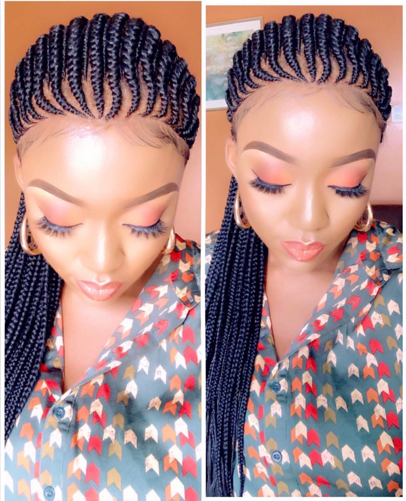 Braided wig/ Ghana Weaving Braided Wig/ Cornrow Wig / Full Lace