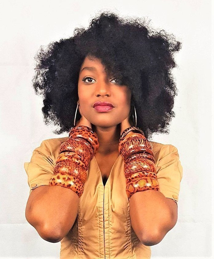 Flower Twin Handmade African Wooden Bracelets