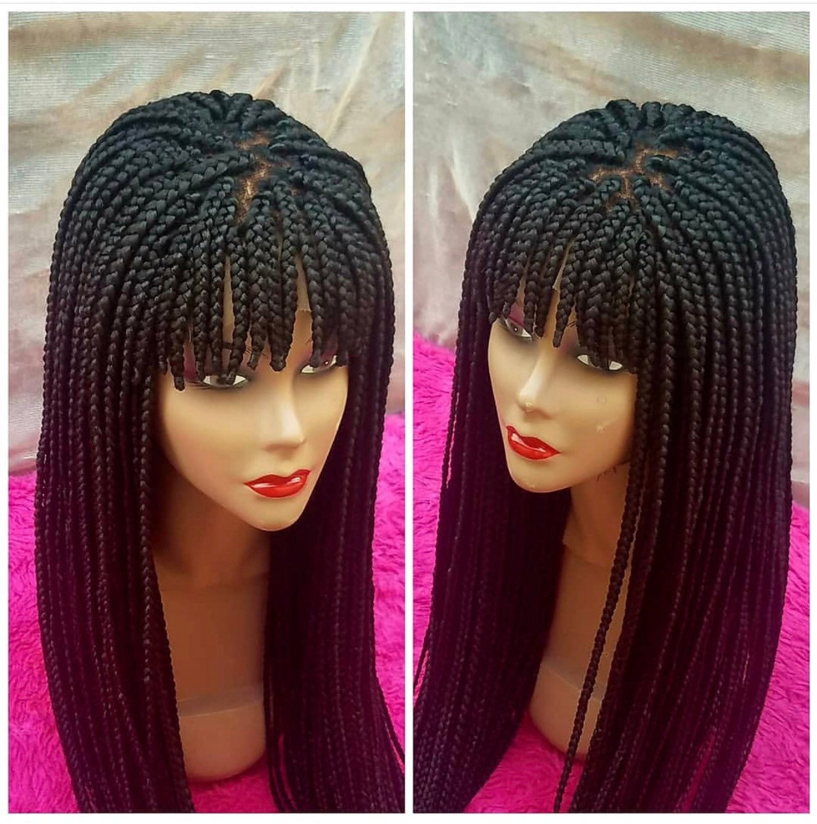 Braided bang wig/ box braids/ Closure wig 22inches – HouseOfSarah14