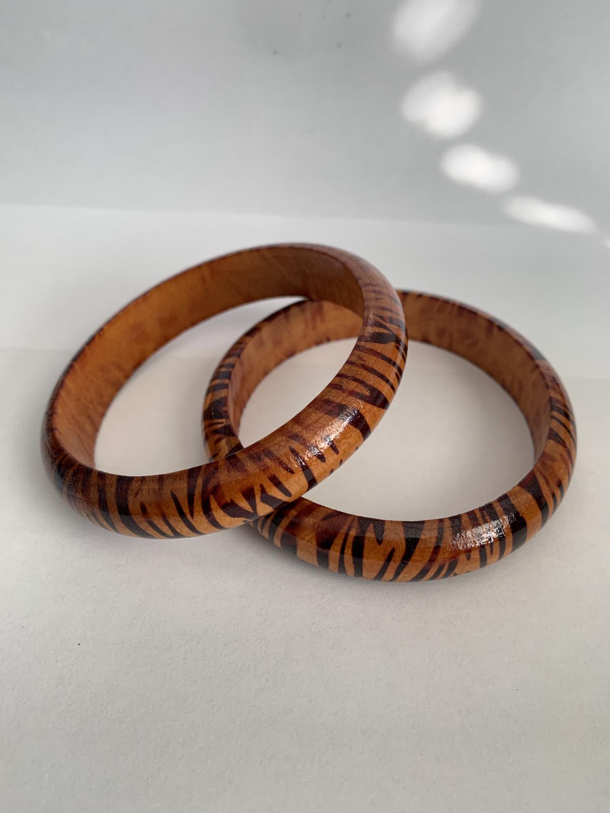 Zebra Skin Twin Handmade African Wooden Bracelets