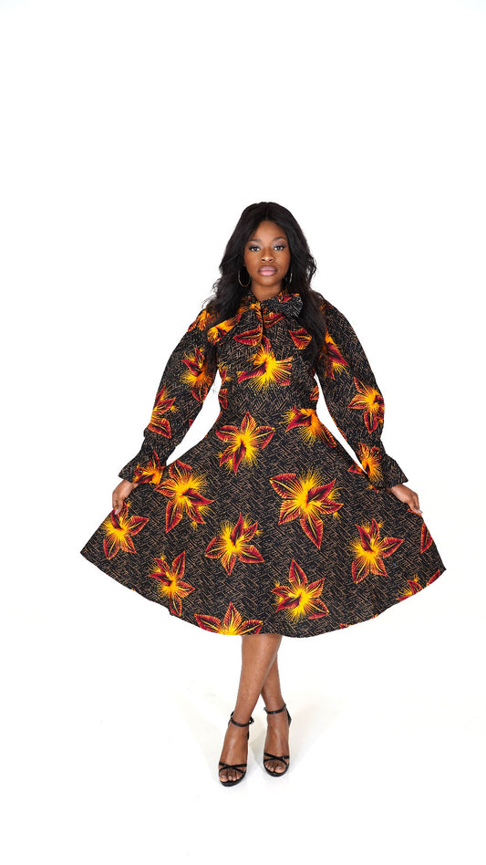 Belo African Print Midi Dress