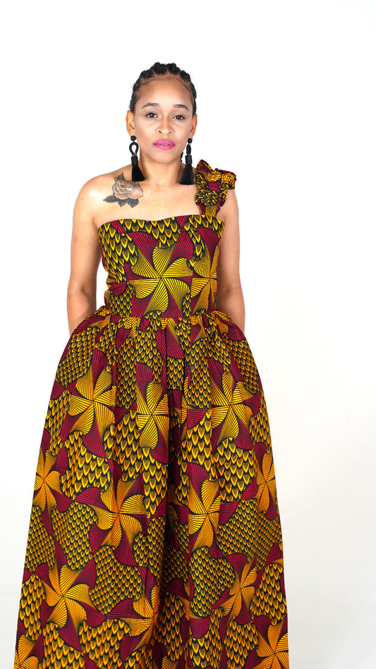 Nene African Print Maxi Dress