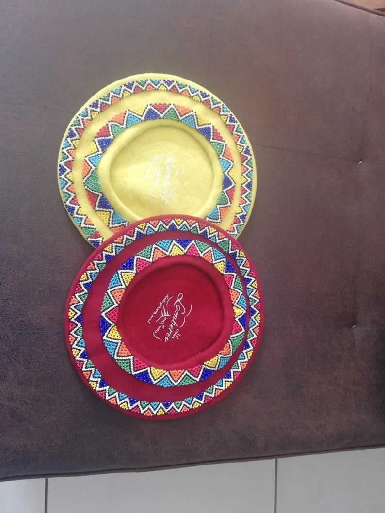 Zulu double layered Beaded Beret Hat