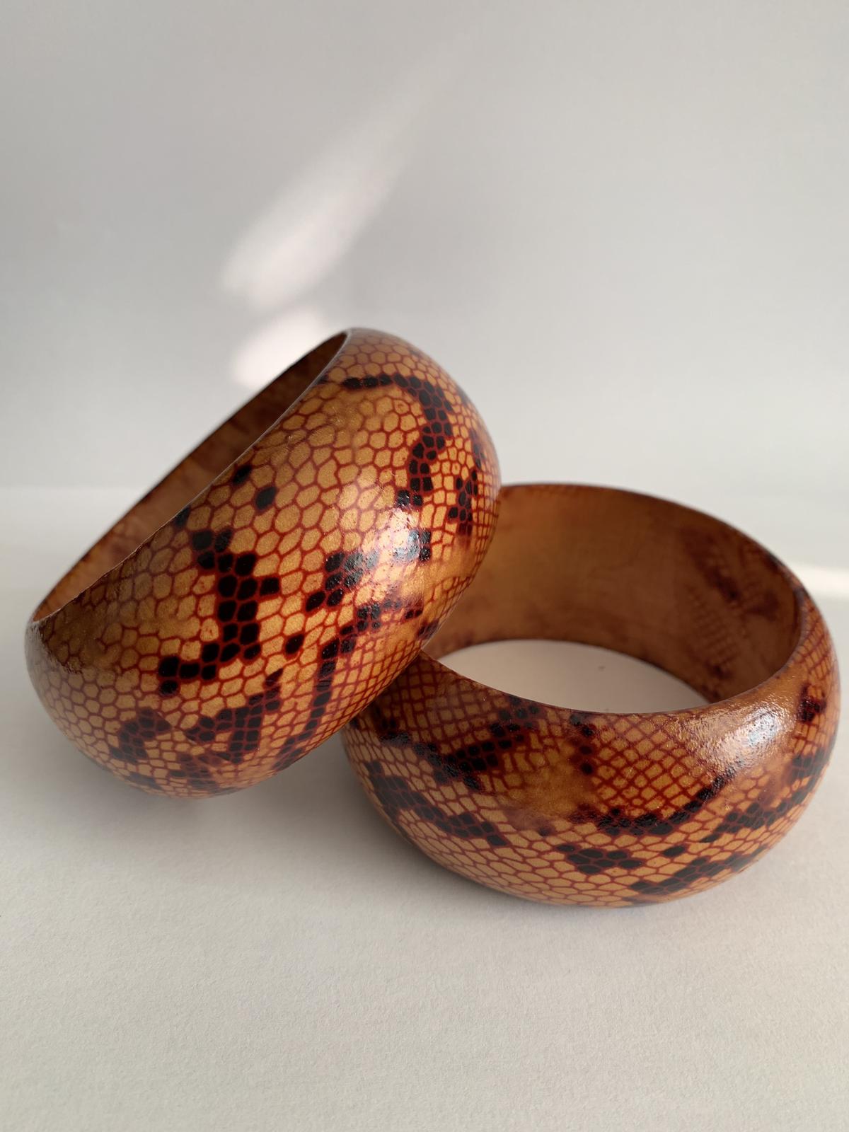 Snake Skin Handmade African Wooden Bracelets
