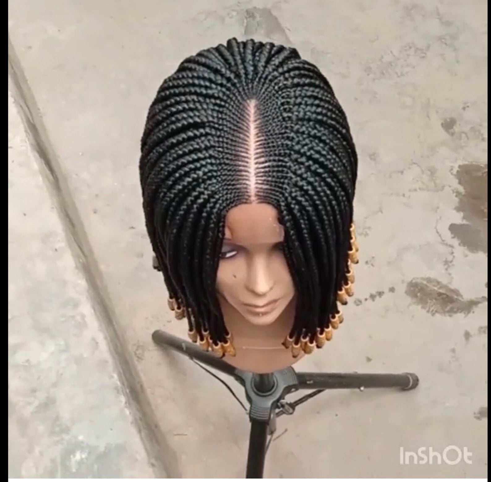 Braided wig with beads box braids with closure 14 inches