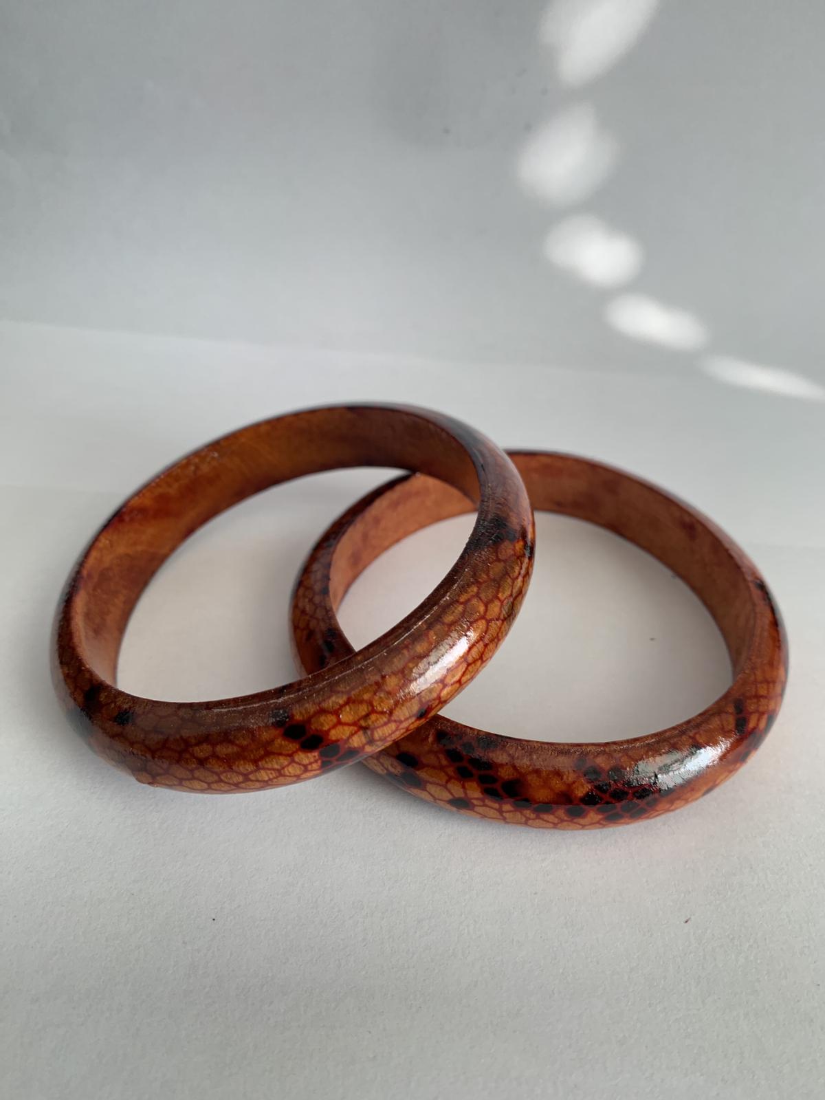 Snake Skin Twin Handmade African Wooden Bracelets
