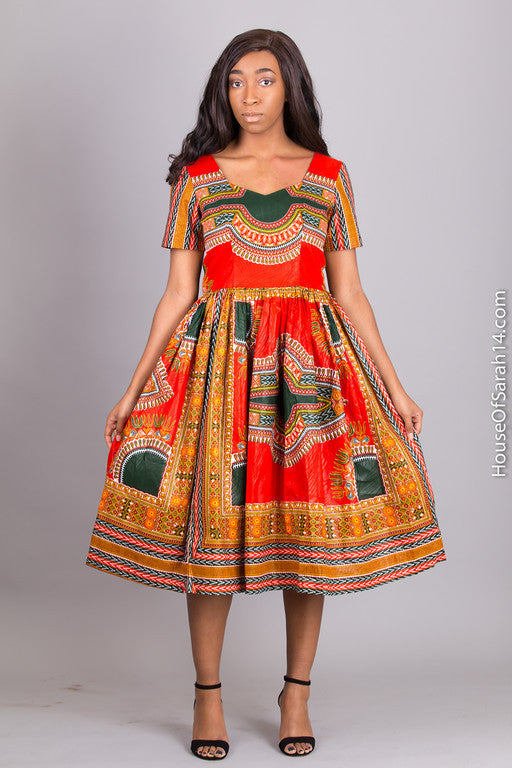 Bordeaux Dashiki Dress - HouseOfSarah14