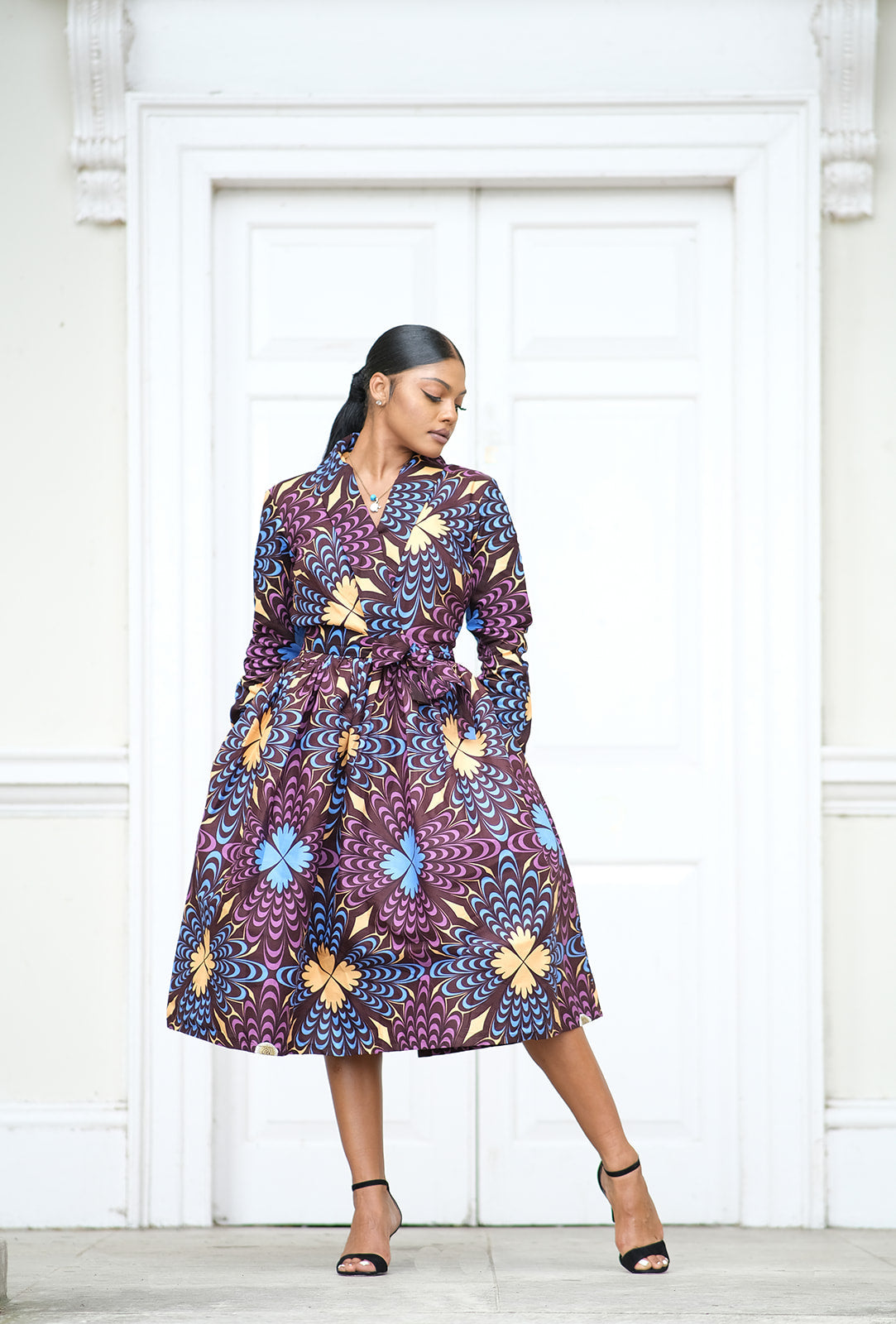 Kobe African Print Midi Dress