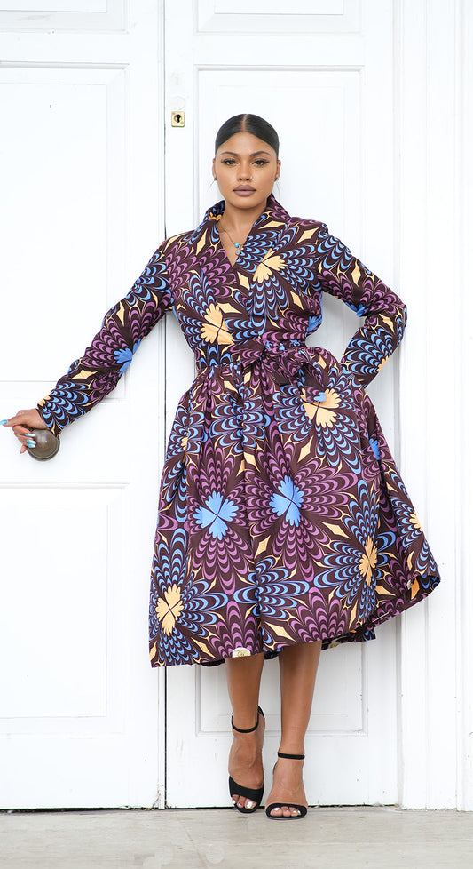 Kobe African Print Midi Dress