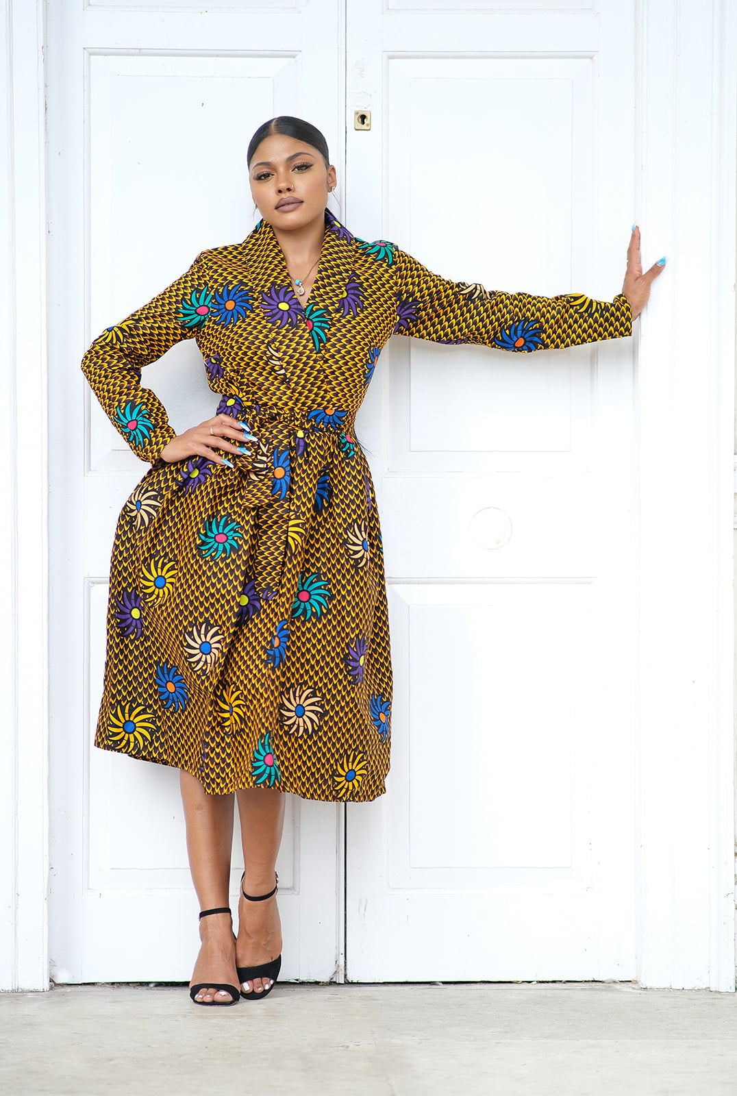 Zoe African Print Midi Dress