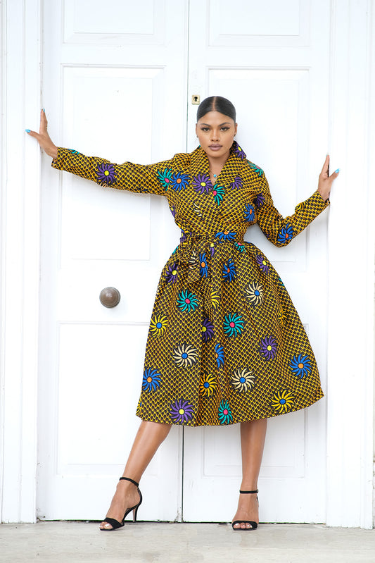Zoe African Print Midi Dress