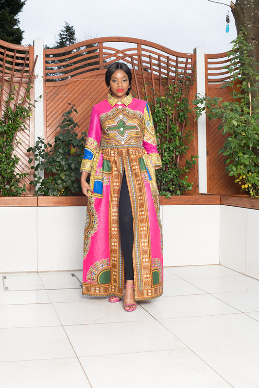 Pink Dashiki African Print Top/Dress