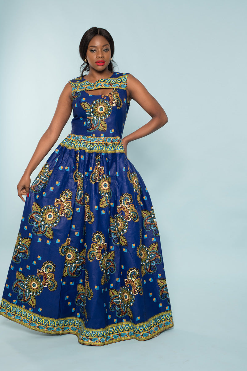Nina African Print Maxi Dress