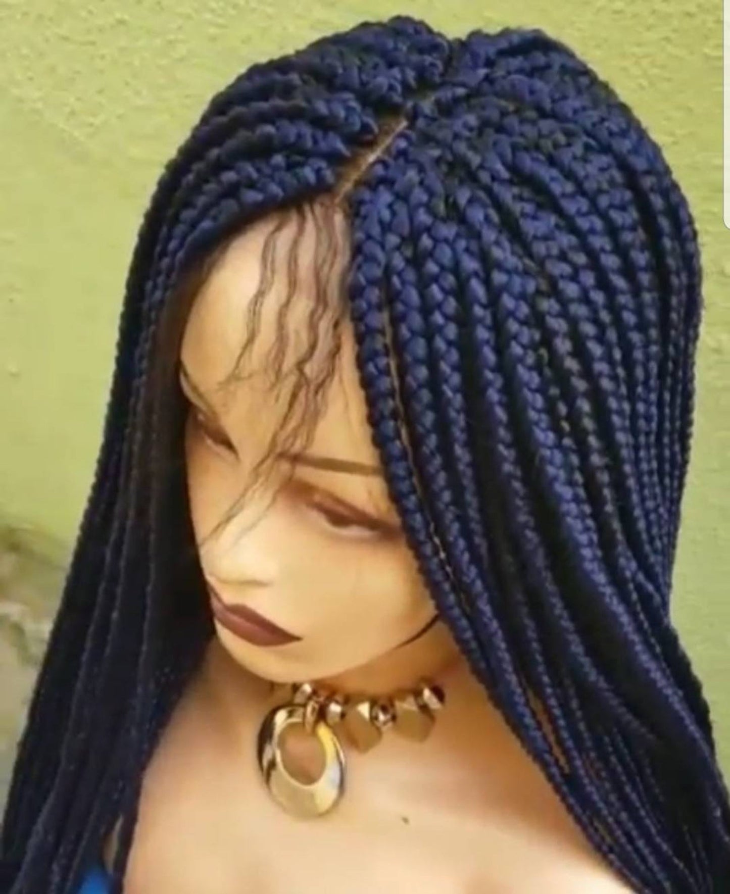 Blue braided wig,box braids,hand made wig,custom made braided wig,frontal wig,360 wig
