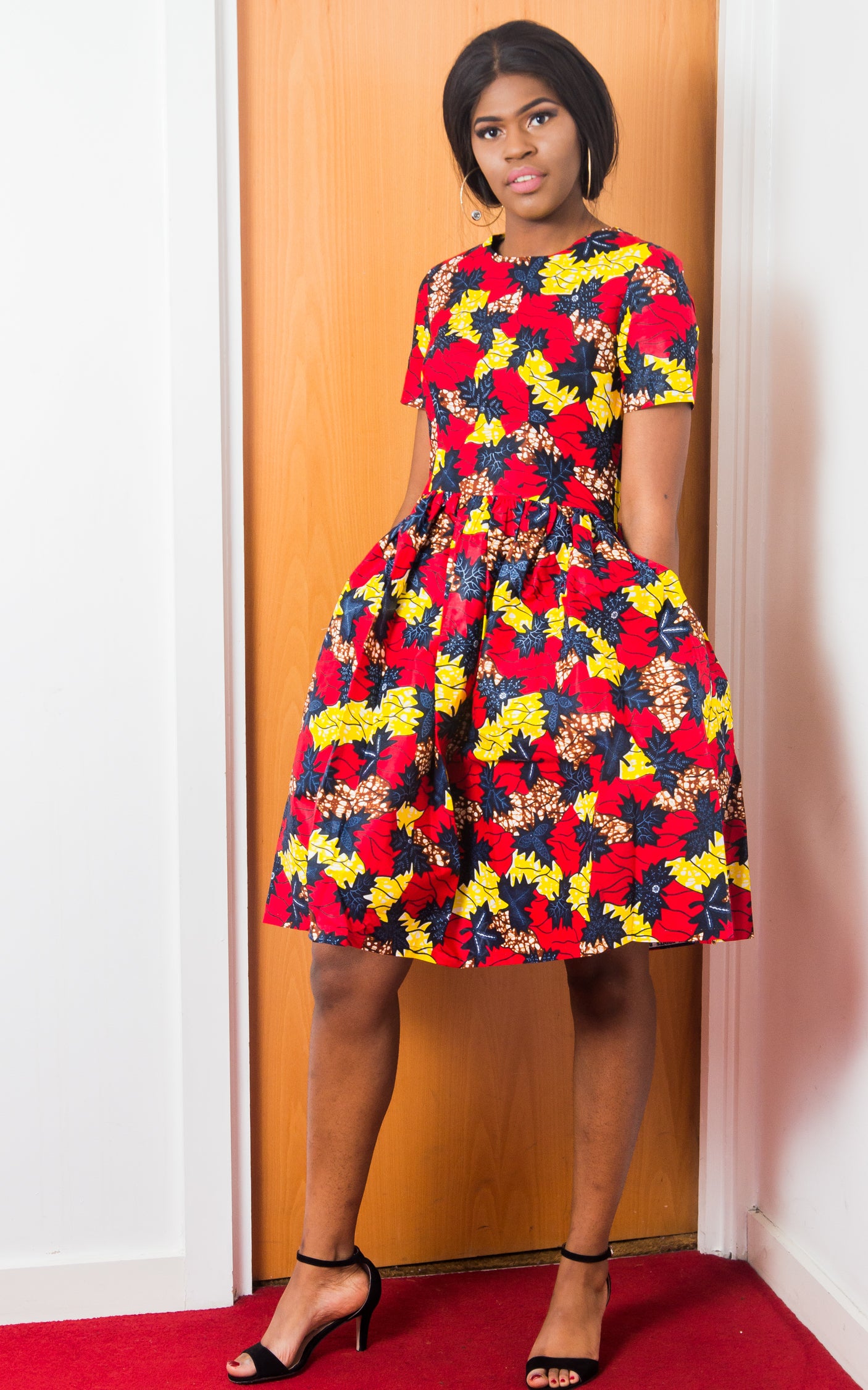 Leleru African Print Ankara Midi Dress - Naborhi