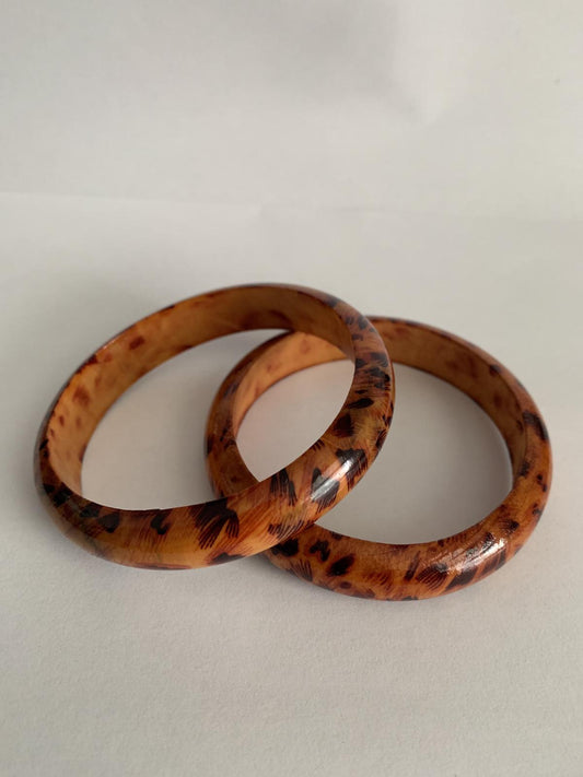 Hyena Skin Twin Handmade African Wooden Bracelets