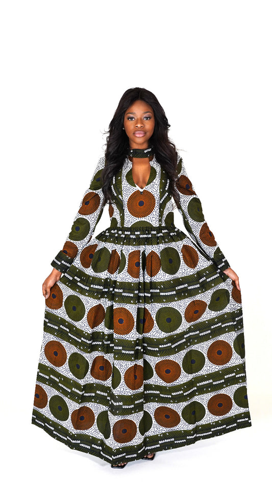 Marta African Print Maxi Dress
