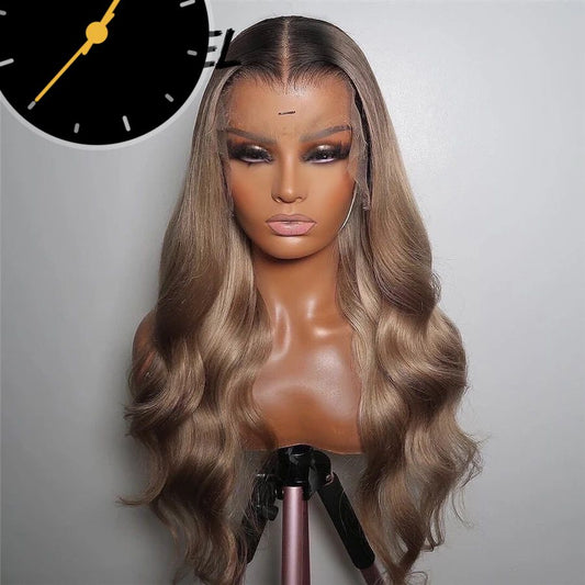 Ash Blonde Body Wave Real HD Lace Front Human Hair Wig | Melt Skins Ombre Colored Wigs | Full Lace Frontal Wig Glueless