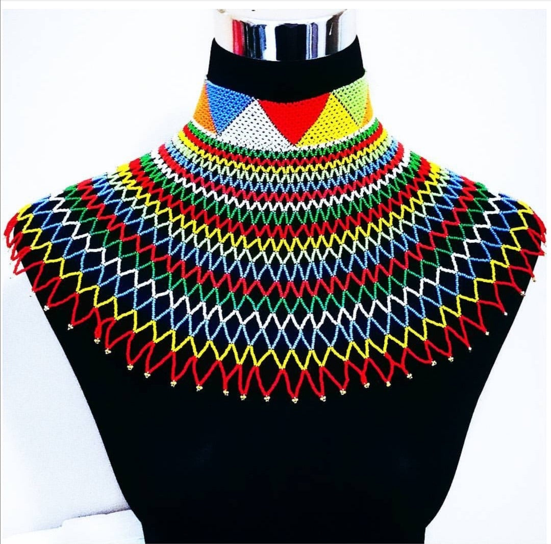Zulu beaded O-necklace and shoulder drape