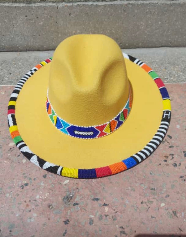 Zulu Doubled Layered Beaded Fedora Hat