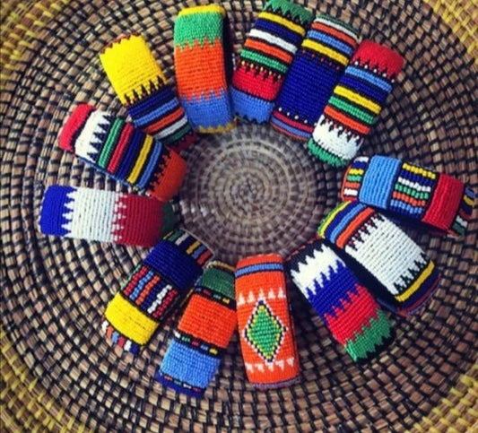 Set of 4 Zulu Beaded Wide Bangles