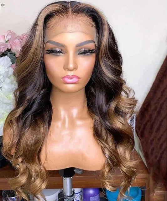 1B/#30 Color Lace Highlight Wig | Body Wave Virgin Human Hair Wig